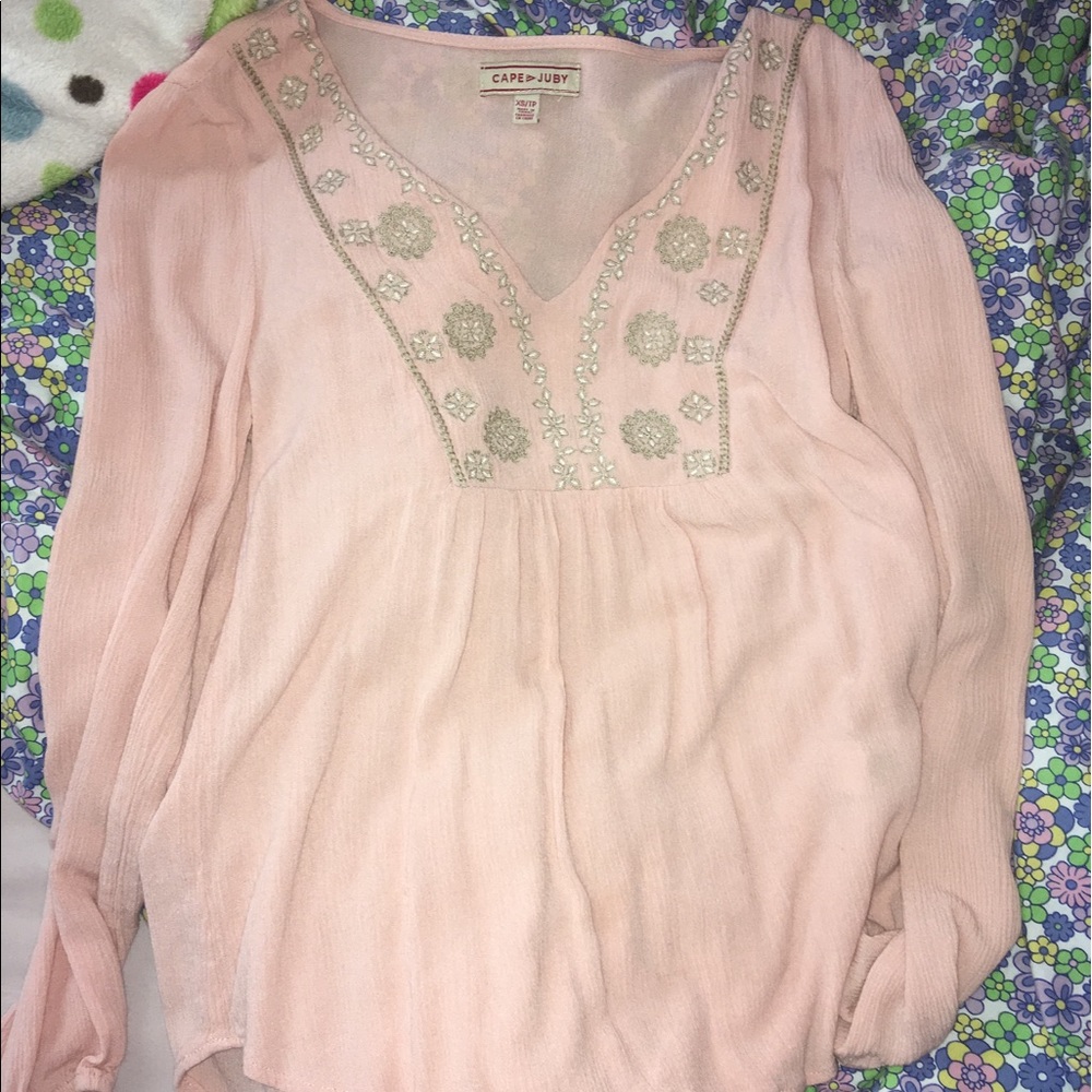 blush pink flowy shirt